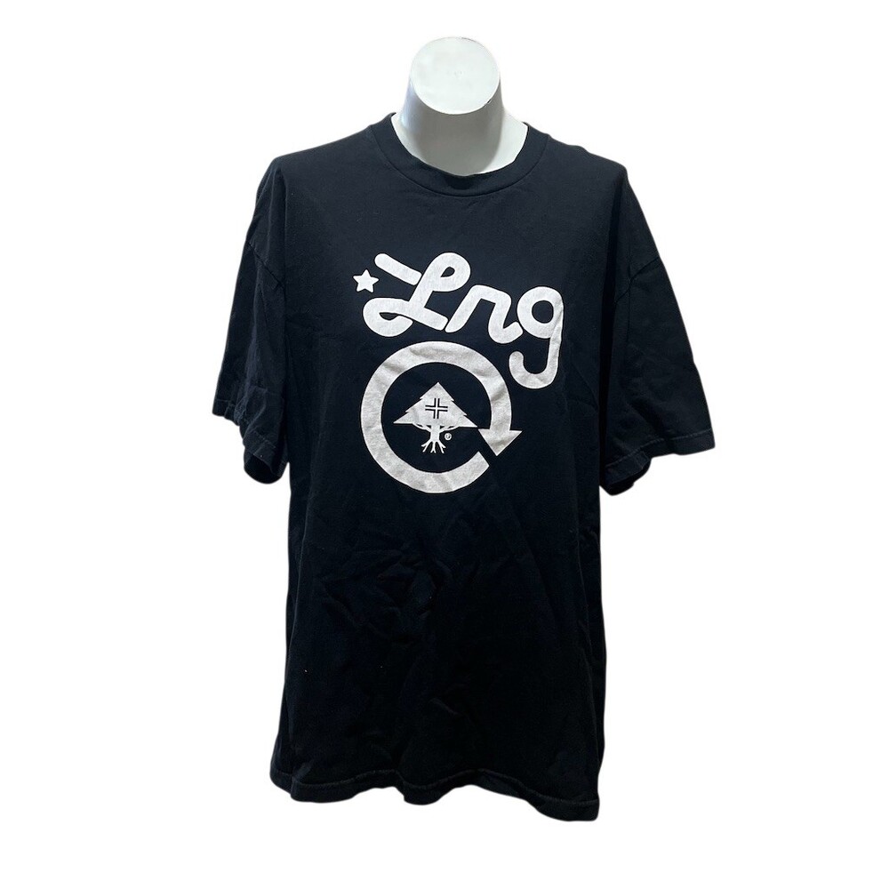 LRG Lifted Research Group T-Shirt Mens XL Black Graphic Logo Crew Neck